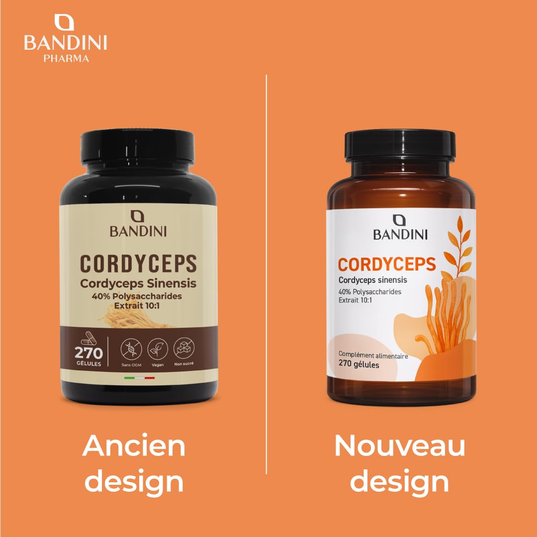 Bandini® Cordyceps Sinensis 6.500mg - 270 Gélules - Extrait de champignon vital CS-4 (10:1) - Énergie & Performance Sportive - 40% de Polysaccharides Bioactifs - Sans Additifs, Vegan - Pour 3 mois