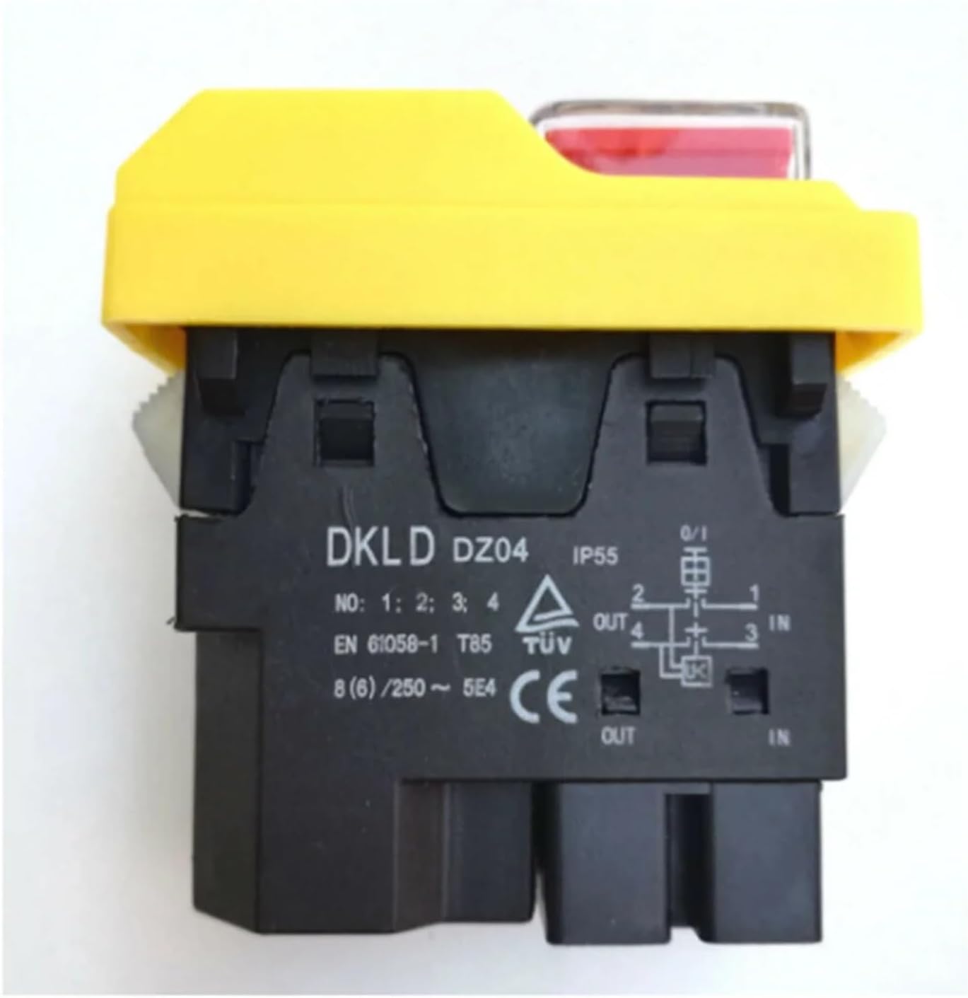 DZ04 4 pins Waterproof Electromagnetic Push Button Switches Start Stop Switch for Grinding Machine 250VAC 8(6) A