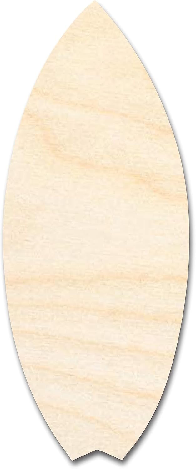 Unfinished Wood Fishtail Surfboard Shape | Ocean Craft Cutout | up to 46" DIY 24" / 1/4"
