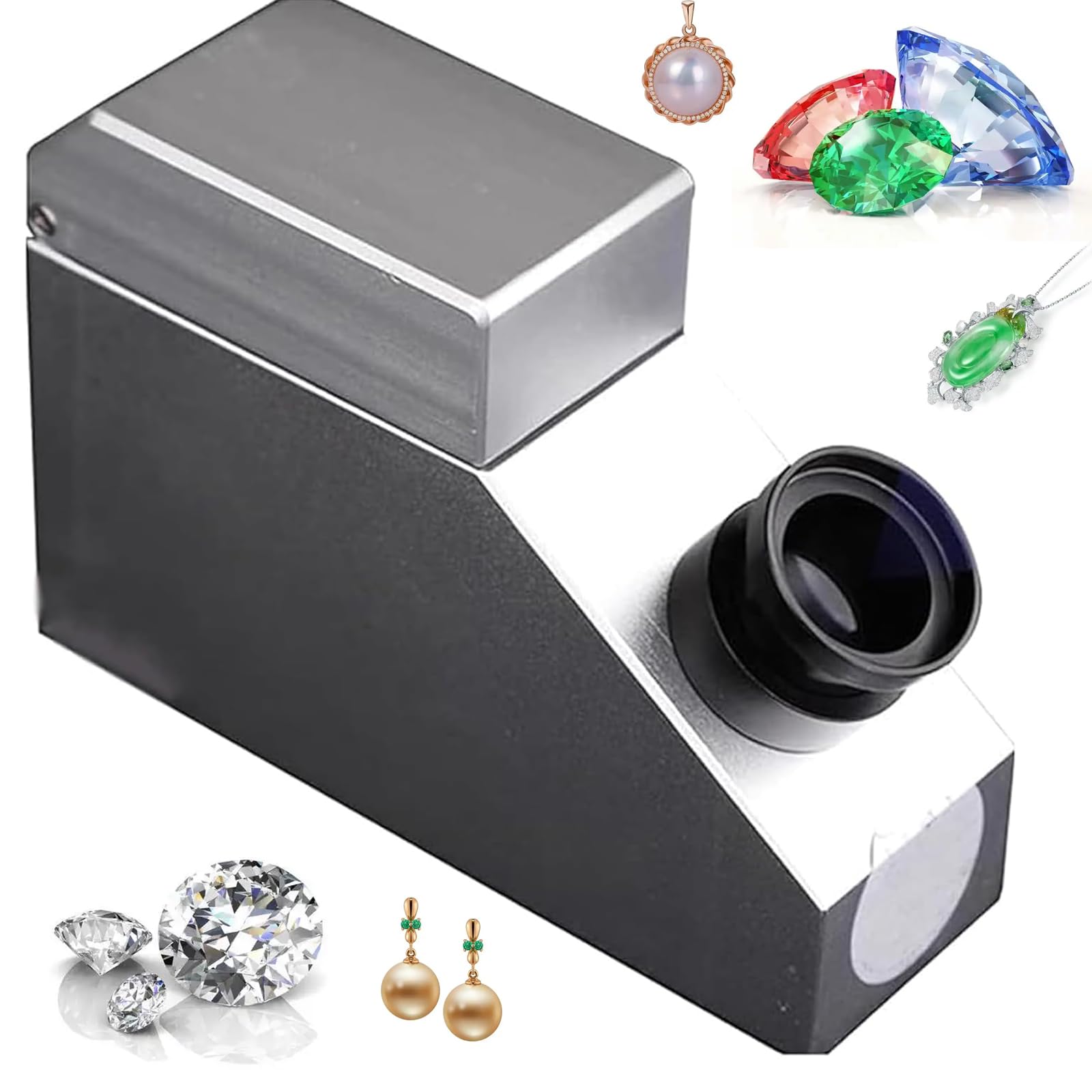 Refractómetro de joyería, aumento ajustable de 1.35 a 1.85, lente de 28 mm con luz LED, fuente de alimentación dual, probador de piedras preciosas para una identificación precisa