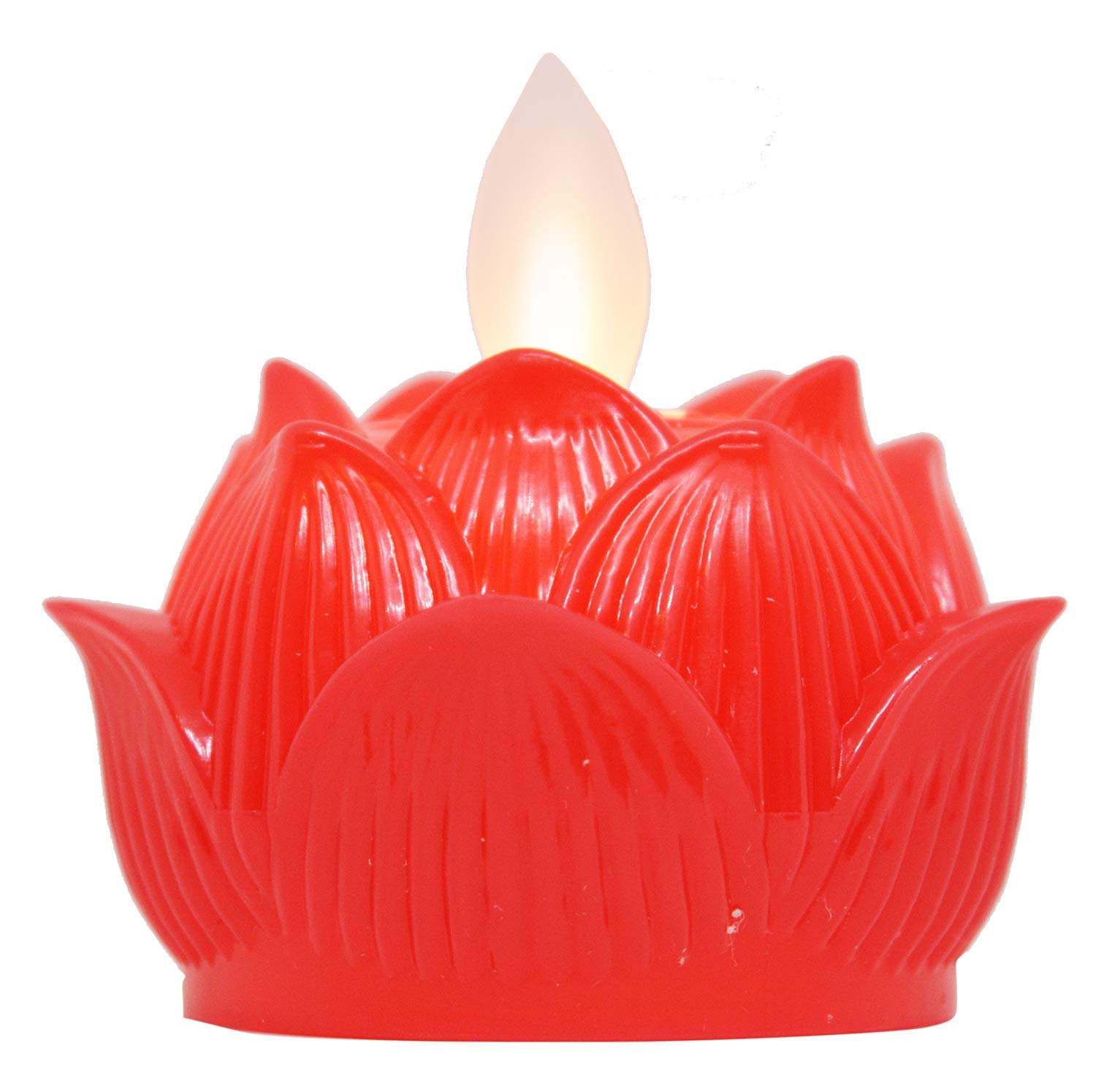 Saubhagya Global Red Electronic Battery Operated Small Acrylic Flame Less LED Rose Candle Set of 1 (Red, 1)