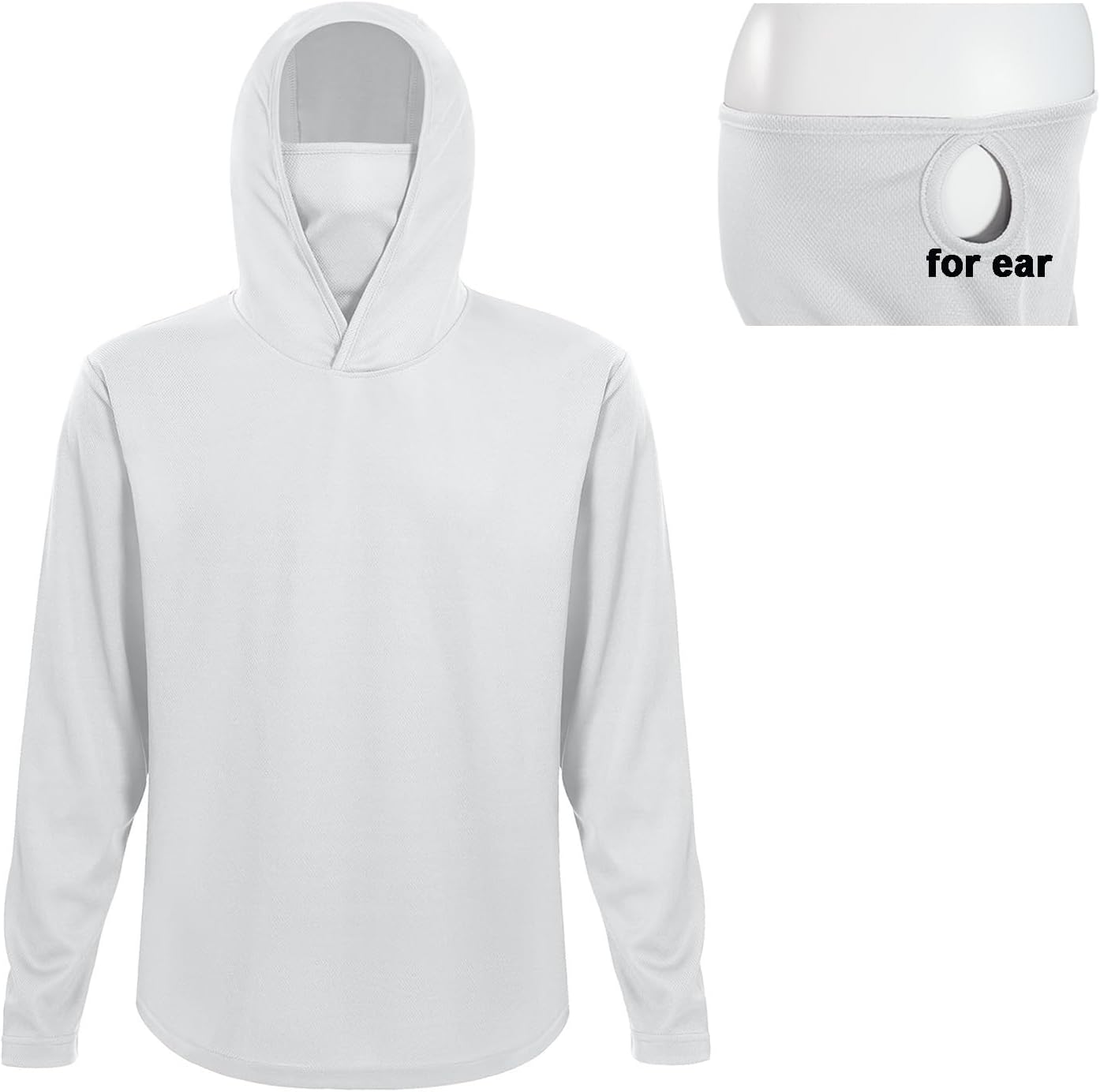 LeeHanTon Men's Long Sleeve Shirts with Mask UPF 50+ Sun Protection Cooling Hoodie Fishing Shirt Hiking Cycling T-Shirts