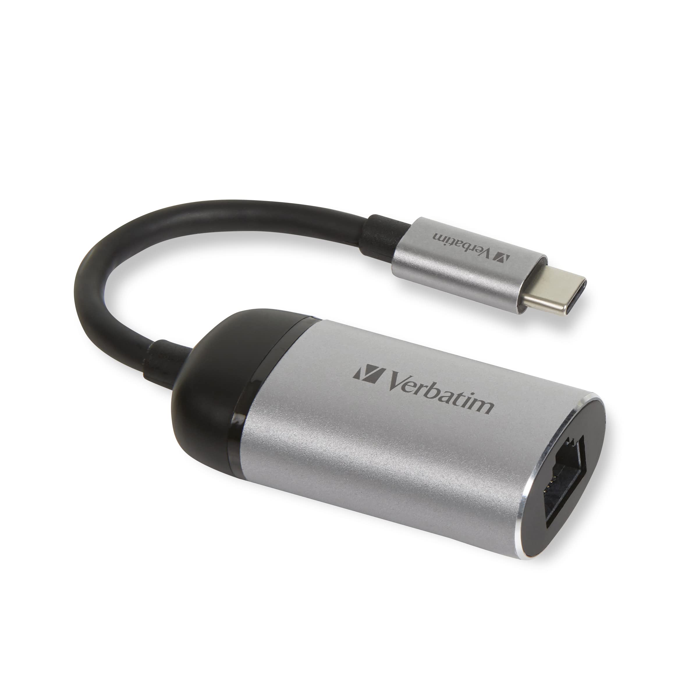 Verbatim USB-C™ auf Gigabit Ethernet Adapter - Netzwerkadapter um Geräte per Kabel mit einem Netzwerk zu verbinden, inkl. 10 cm USB-C-Kabel