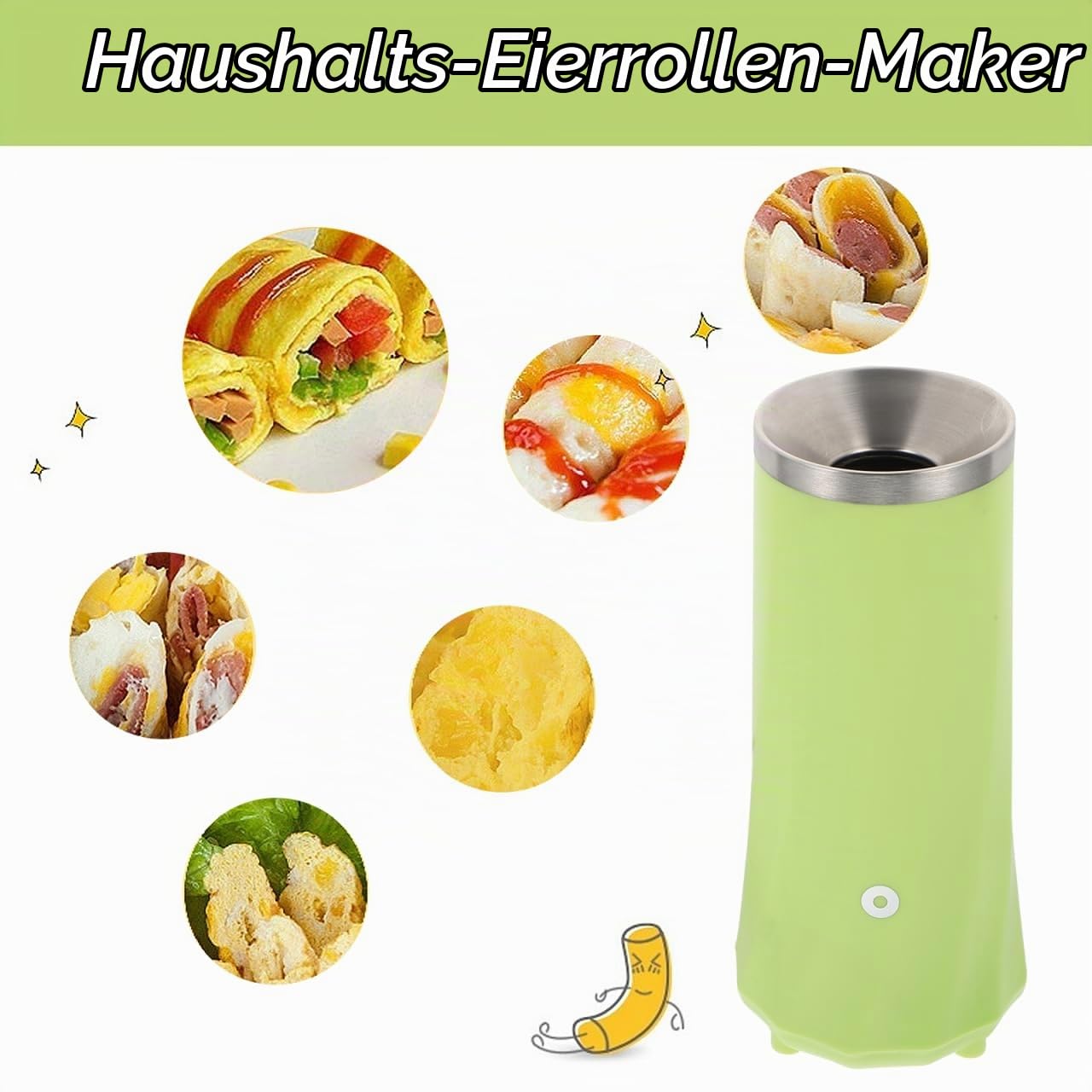 Cabilock Elektrischer Eierrolle Maker Mini Eierrolle Maschine Für 1-7 Eier Mit Antihaftbeschichtung Kompakter Vertikaler Eierkocher Für Küche Und Haushalt
