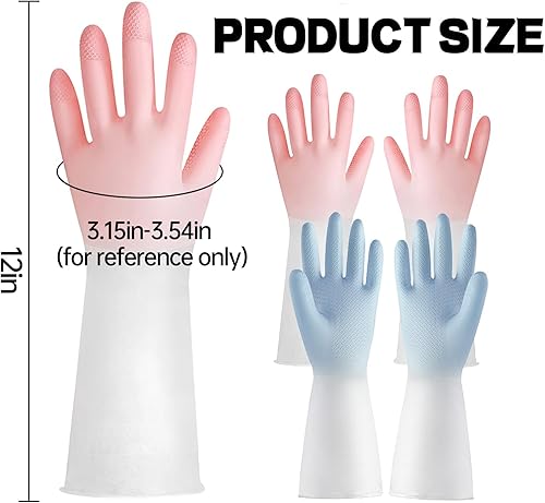 Miniatura 2 de Guantes de goma para lavavajillas, guantes de limpieza para mujeres, guantes de lavado de platos, talla M. Perfectos para mujeres y hombres (2 pares