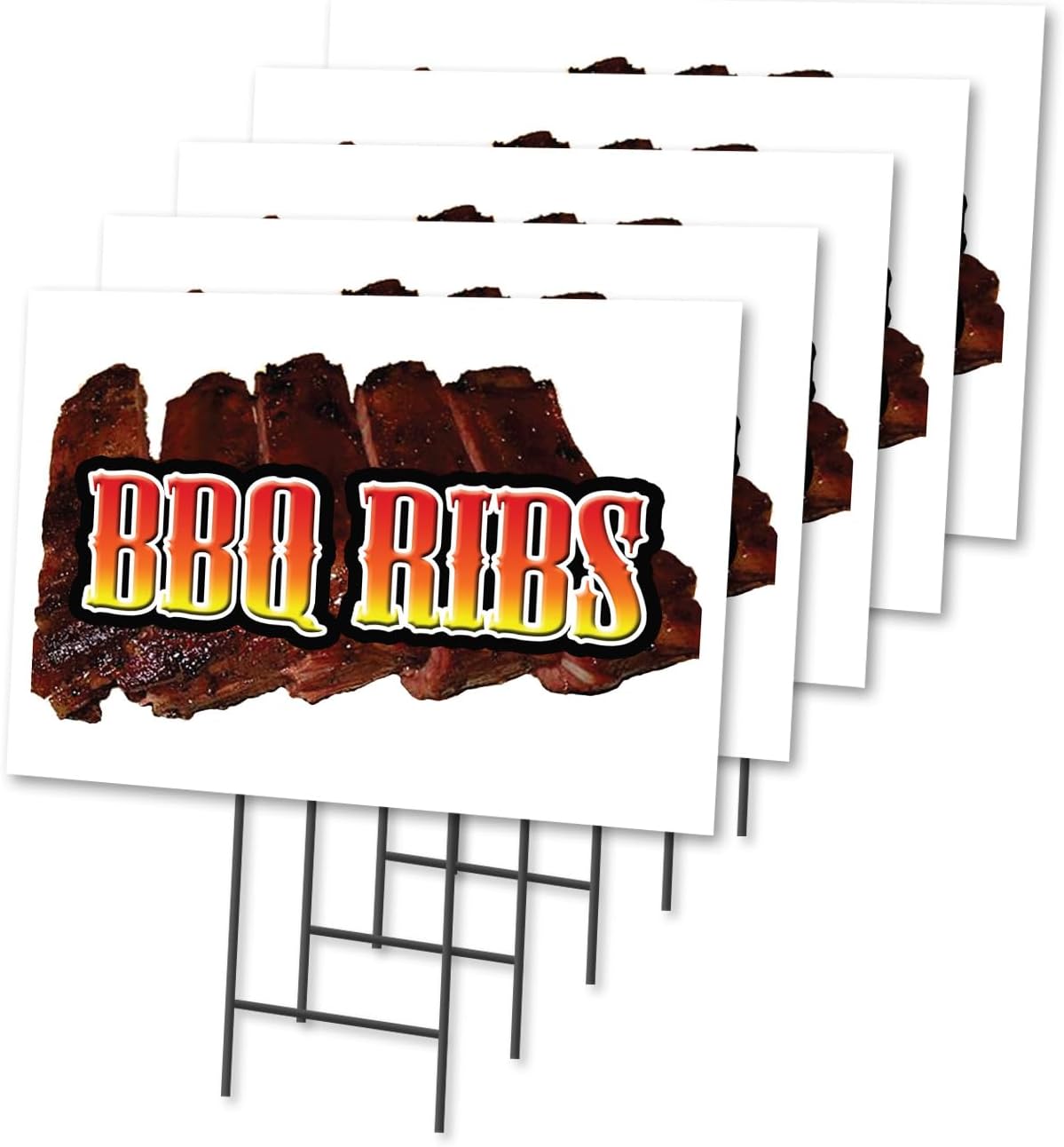 BBQ Ribs 12"x16" Yard Sign & Stake | Advertise Your Business | Stake Included Image On Front Only | Made in The USA