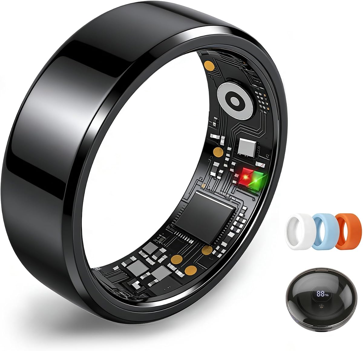 Smart Ring for Women Men,Fitness Tracker,Health Ring,Sleep Tracker | No Subscription Fee,Heart Rate,Blood Oxygen,Step Tracker,Meditation Assistance,IP68 Waterproof,Gifts for Men(Black,12)