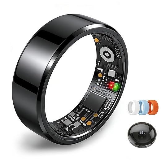 Smart Ring for Women Men,Fitness Tracker Ring,Heart Rate,Blood Oxygen,Step Tracker,Sleep Tracker,Meditation Assistance,No Subscription Fee,IP68 Waterproof Smart Ring for iphone&Android(Black 10)