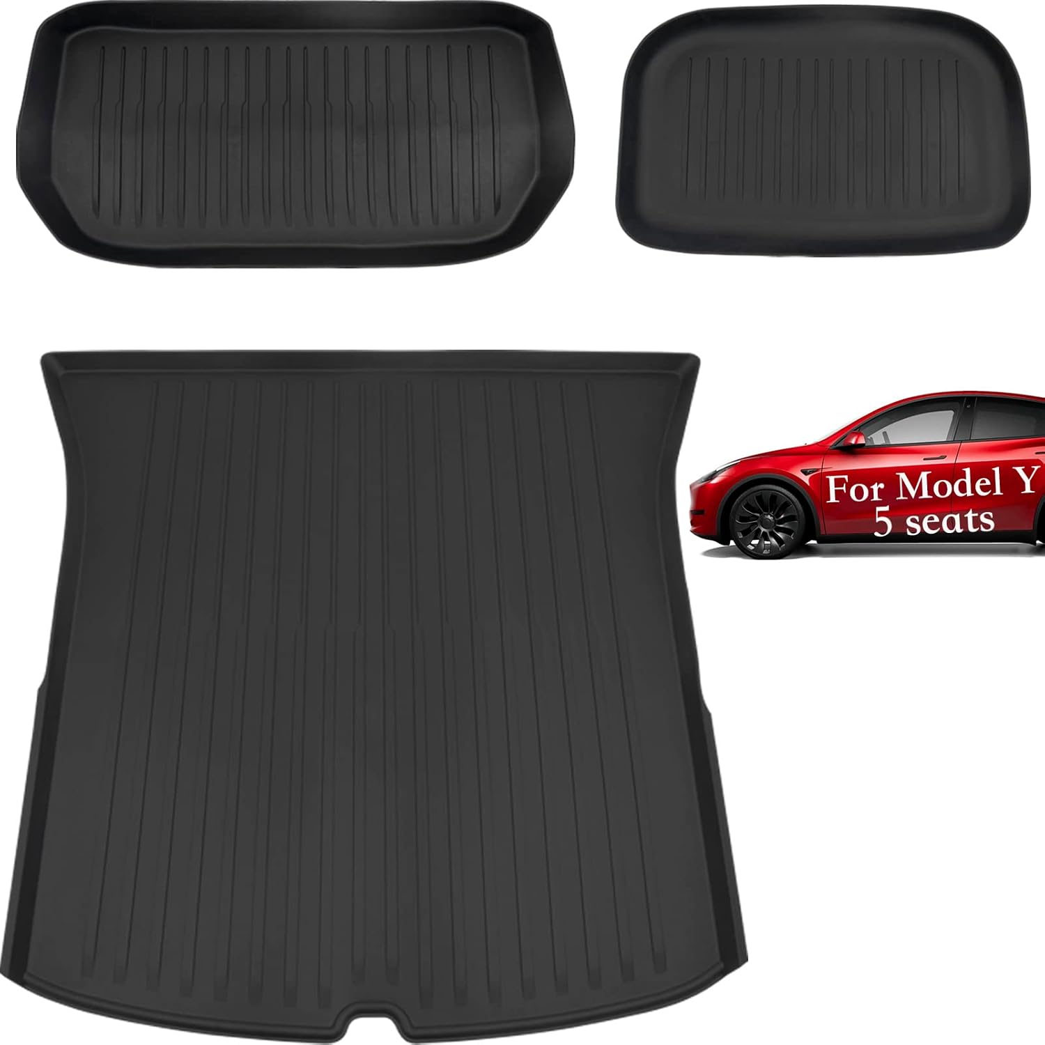 CYBERBEANS All Weather Cargo Liners for Tesla Model Y Trunk Mats,Front and Rear Trunk Tray Mats Protector 2021 2022 2023 Accessories