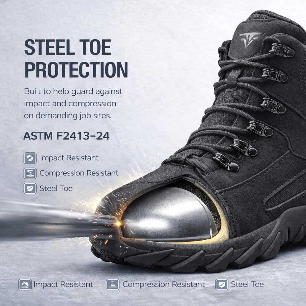 Steel Toe Boots for Men Women Lightweight Stylish Safety Boots Women Slip Resistant High Top Comfortable Steel Toe Work Shoes Puncture Proof Ccomposite Construction Shoes