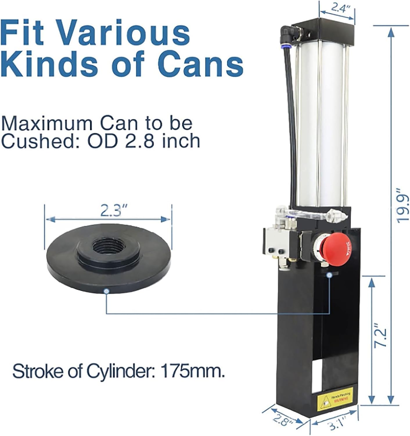 Pneumatic Can Crusher, Aluminum Cans Eco-Friendly Recycling Tool, Air Can Crusher, Work Pressure 21-116psi, for Soda Beer Bottle in Aluminum