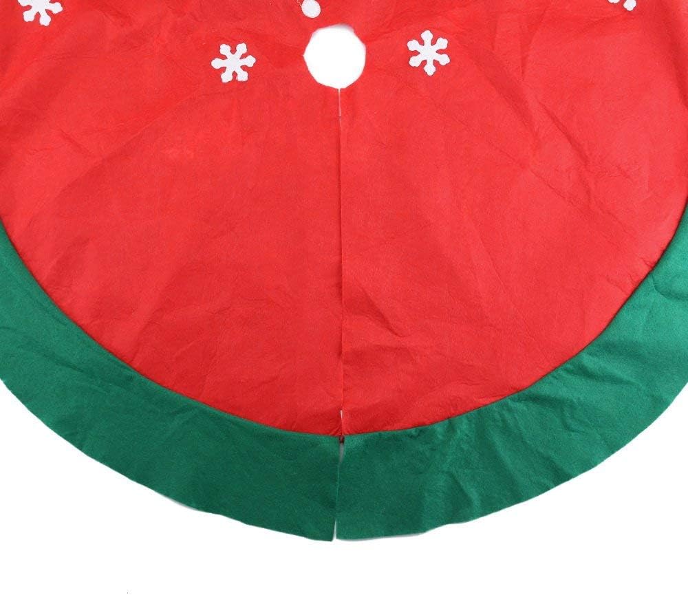 Uten 39 inches Red Christmas Tree Skirt Santa & Snowman Edge- Green Decorations Holiday Party Decoration