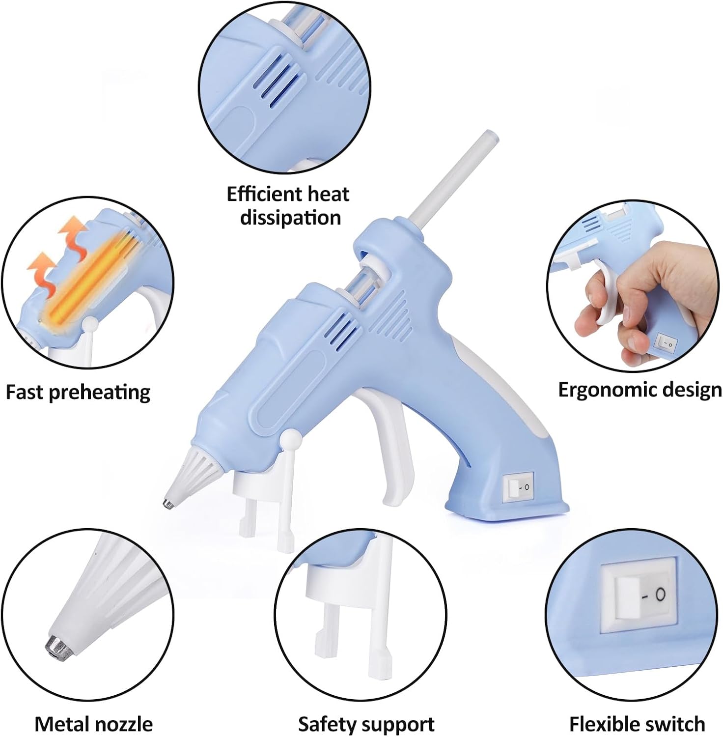 Cordless Hot Glue Gun Glue Gun Fast Preheating Gun Kit with 20 Pcs Sticks USB Rechargeable Cordless Glue Gun for Quick Home Repairs, Arts, Crafts, DIY and Festival Decorations