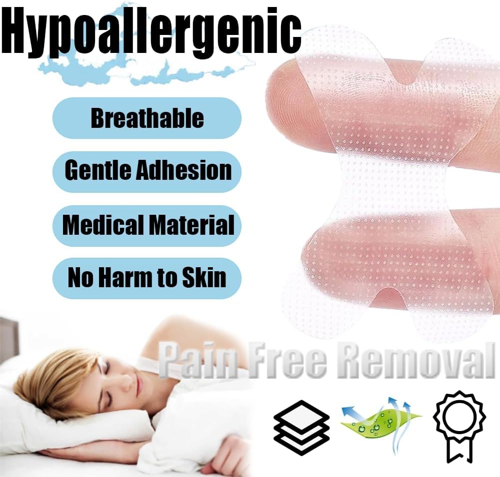 Mouth Tape for Sleeping (240 Pack)- Comfortable Sleep Tape Transparent Pain Free Removal, Hypoallergenic, Latex Free & Gentle On Skin - Premium Quality Strips