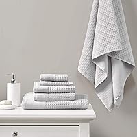 Vista 2 de Madison Park Spa Waffle - Juego de toallas de lujo 100% algodón, tejido de gofre de textura premium, altamente absorbente, secado rápido, ropa