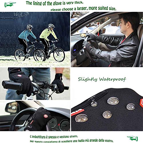 Aisprts Cycling Gloves, Full Finger Winter Thermal Touch Screen Warm Windproof Waterproof Gloves for Men and Women (Black, L)