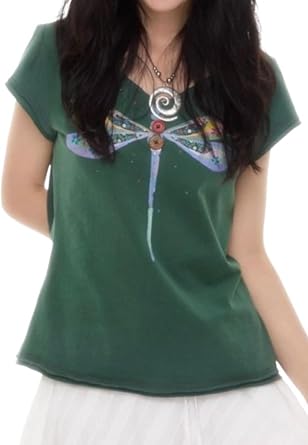 Whimsy Twee Lady Bug Tops Y2k Vintage Funky Button Cropped Top Fairycore Whimsigoth Clothes 2000s Clothing