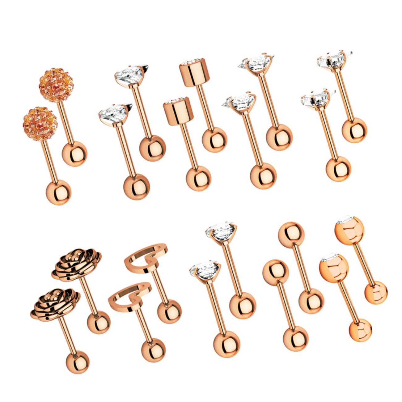 SOIMISS 20pares Conjunto Joyería Unisex Piercings De Acero Inoxidable Incluye Anillos De Cejas Pendientes De Zircon y Clavos Para Labios Para Uso Diario y