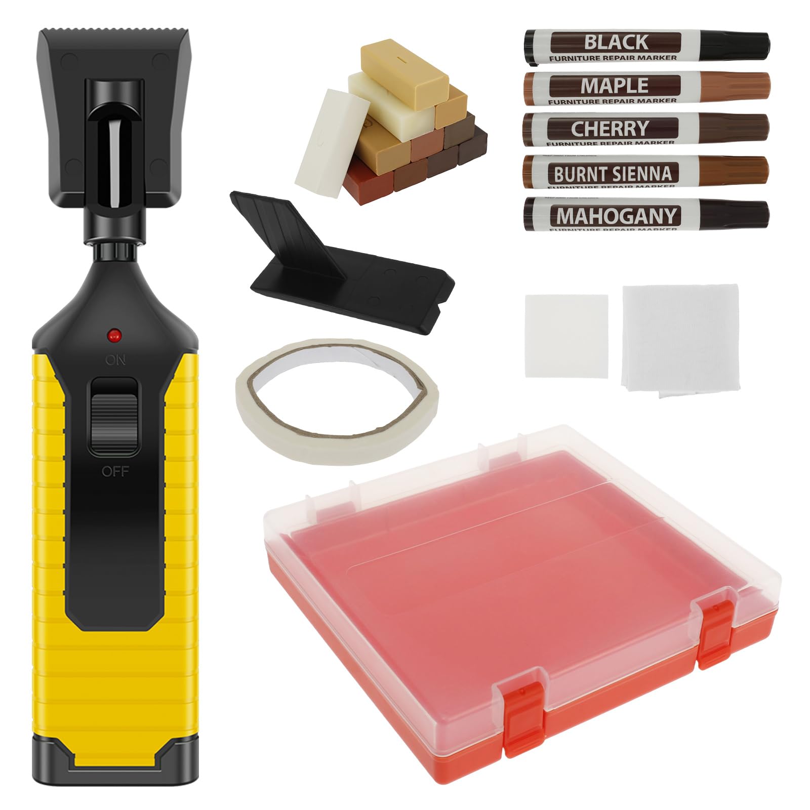 LYDODOKA Laminate Floor Repair Kit with Heat Pen, 11 Color Wood Floor Furniture Scratches Mending Tool, Linoleum Repair Hard Wax Touch Up Marker Cover Scratches Stains Cracks Door Cabinet Table Holes