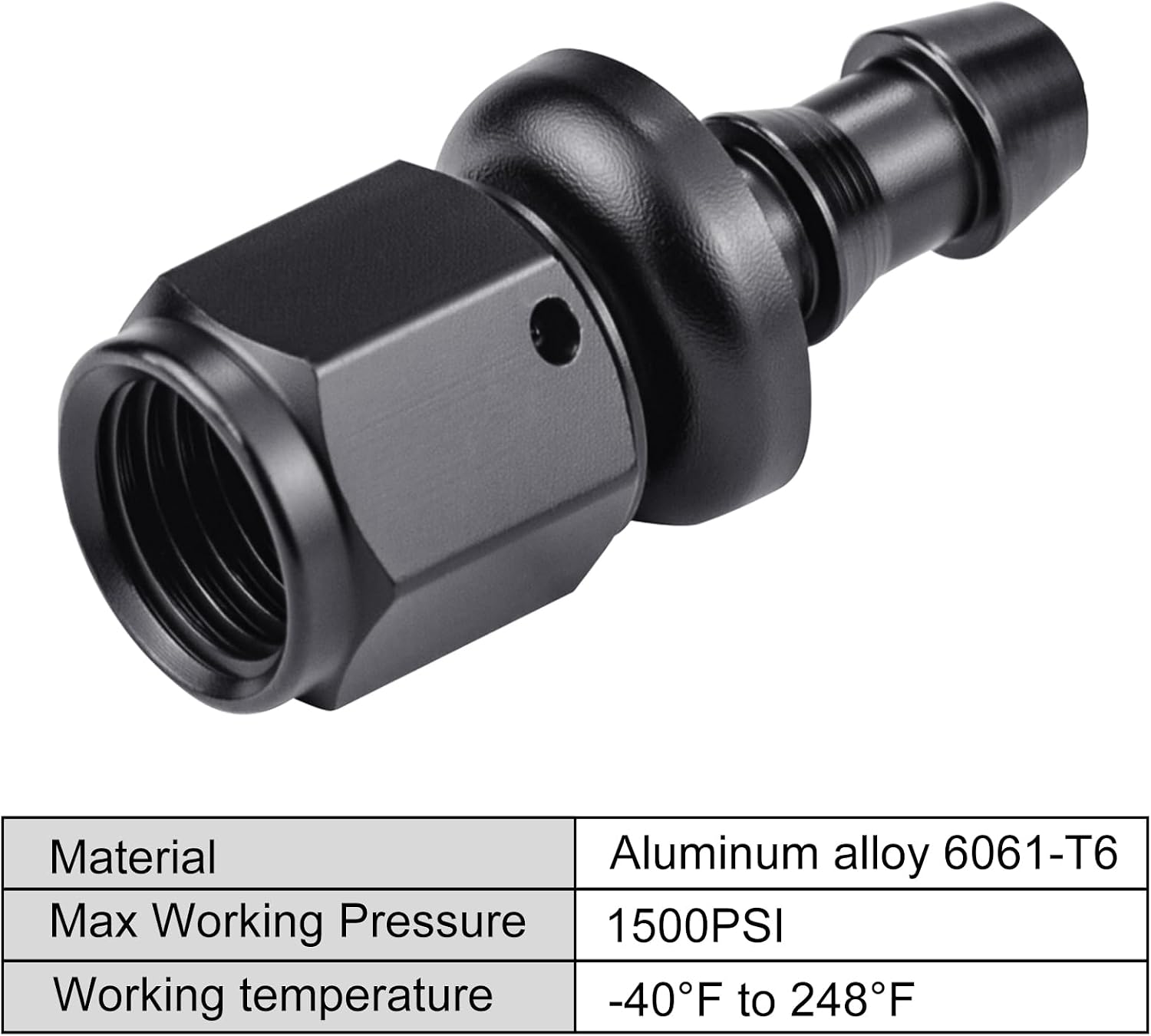 4AN Straight Push Lock Fuel Hose Fitting End Adapter Aluminum Black 1PC