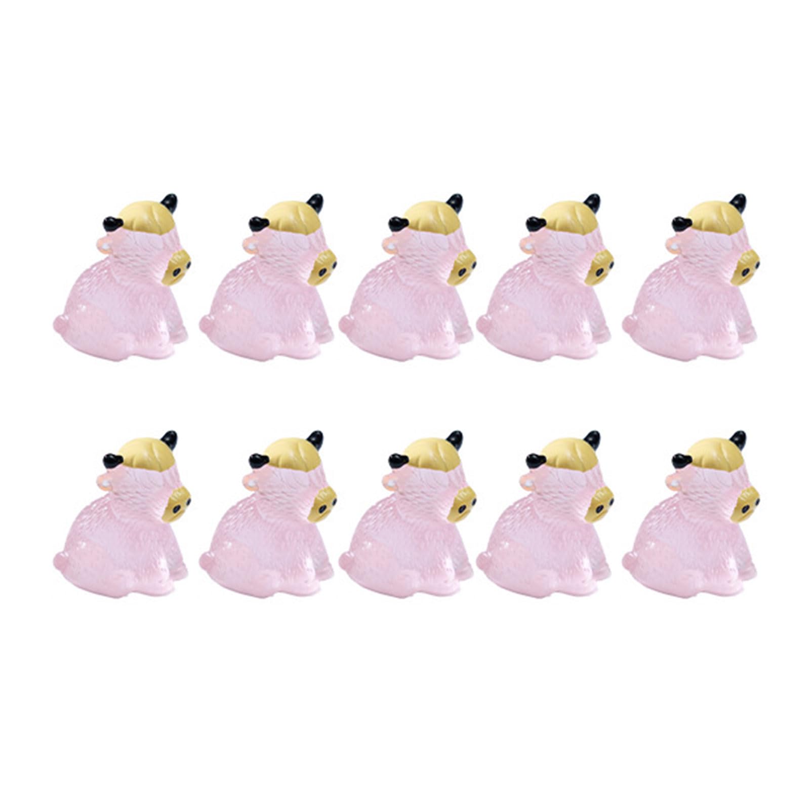 Mllepjdh 10Pcs Luminescent Minis Highlands Cow Figurines to Hide Miniature Cow Statues Ornament for Cake Toppers Garden Miniature Landscape Decors Minis Highlands Figurines Bulk