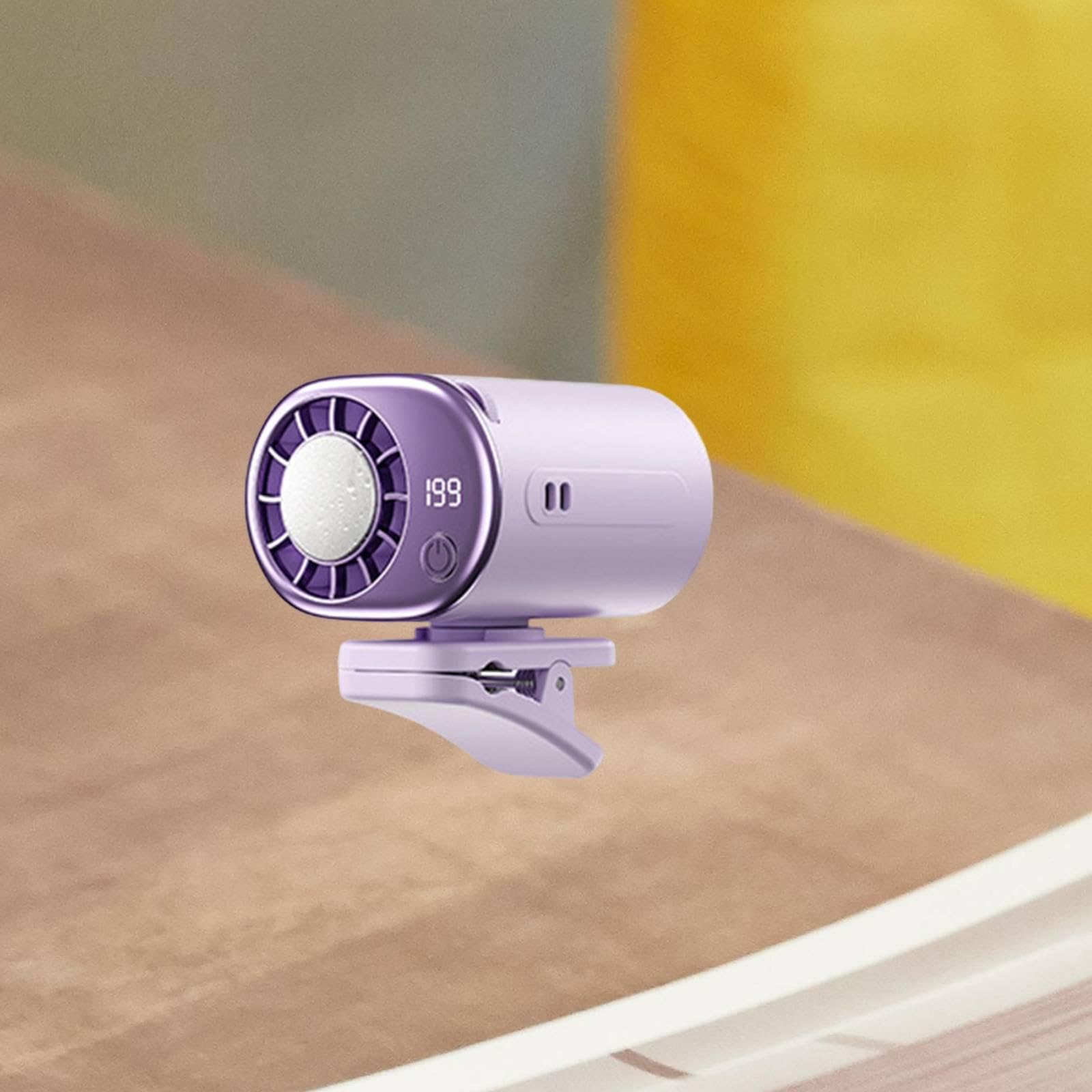 Ventilatore Portatile con Ventola Regolabile Display LED Climatizzatore Mini Ricaricabile 360 Gradi Adatto Auto Scrivania Passeggino, Viola