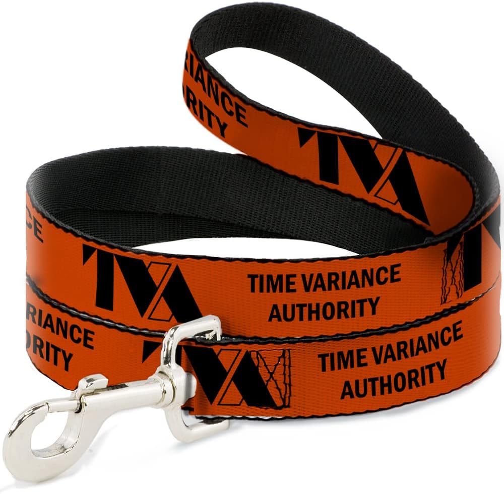 Marvel Comics Pet Leash, Dog Leash, Loki Series TVA Time Variance Authority Text Orange Black, 6 Feet Long 1.0 Inch Wide
