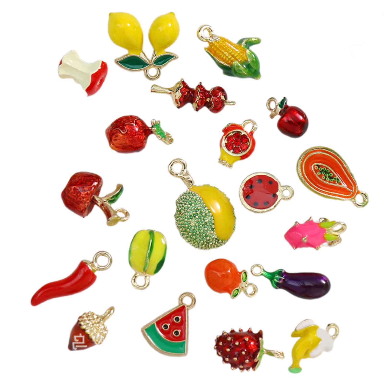 COOLHOOD Colorful Enameled Fruit Pendants Craft Supplies Sturdy Alloy Materials for Necklace Earrings Fruit Jewelry Findings Alloy