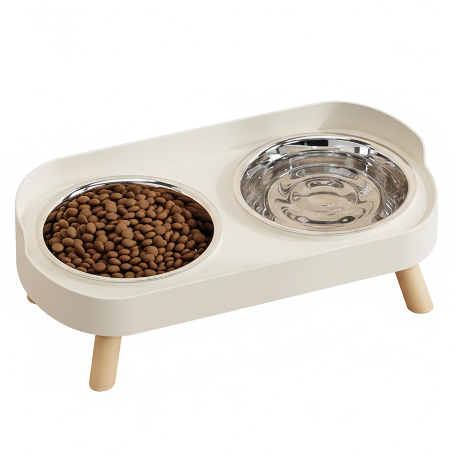 Gamelle surélevée pour chat en acier inoxydable double confort