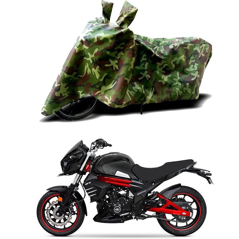 Image of 100% Water Resistant Bike Scooty Two Wheeler Body Cover Compatible for Mahindra Mojo 300 BS6 /UV-Rays /Heat Protection /Birds Dropping /Scratchproof /Dust Proof /Waterproof /All Varient[Green MJ]