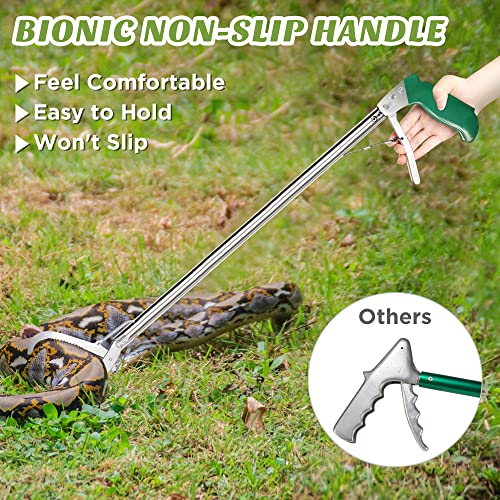 Image of HOMEYA 47 Inch Extra Heavy Duty Snake Tongs, Standard Reptile Snake Grabber Tool, Professional Rattle Snake Catcher Tool Wide Jaw Handling Tool with Lock, Non-Slip Grip Handle