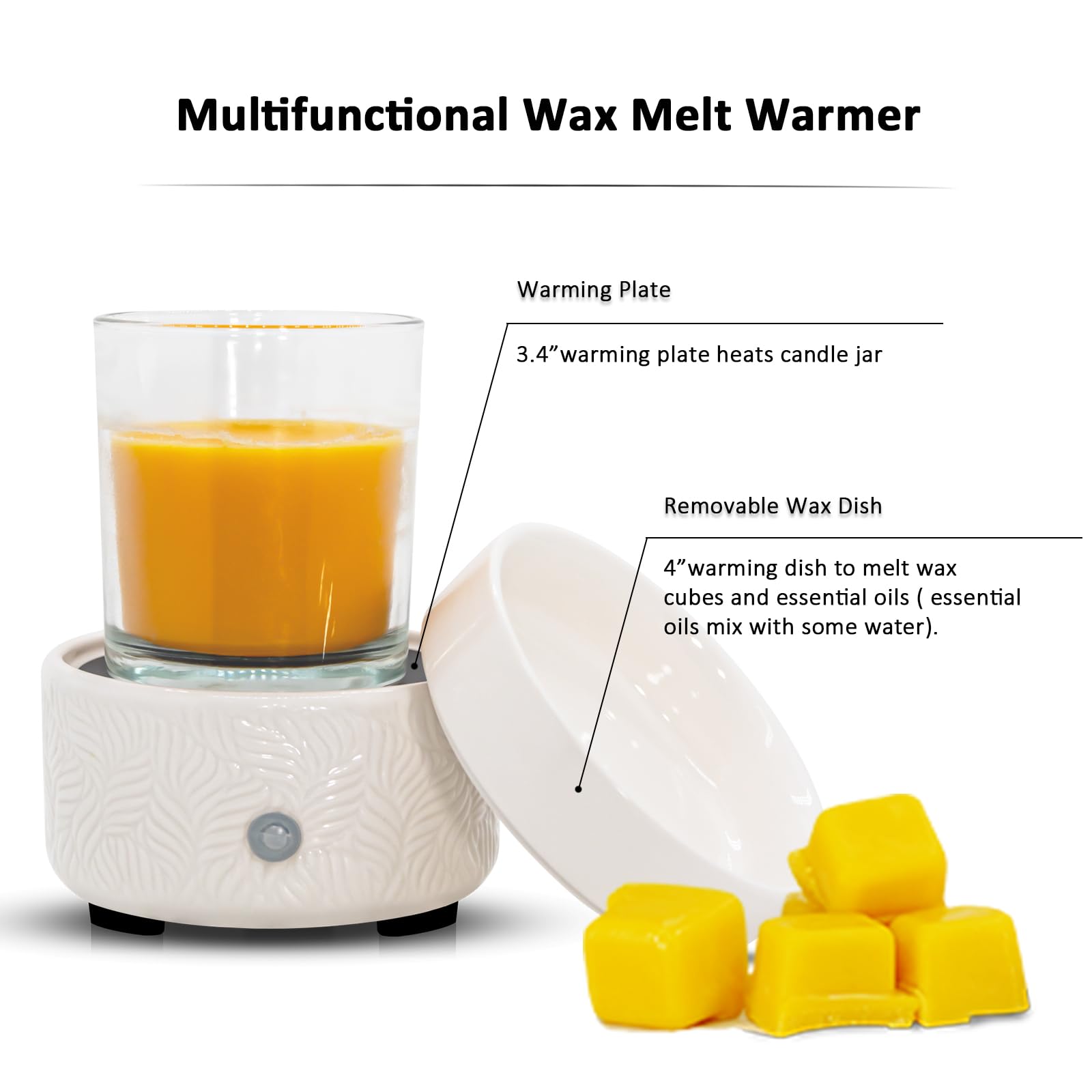 Dialan's Electric Wax Melts Candle Burner 3-in-1 Scented Candle Melter Ceramic Wax Melts Warmer Electric Fragrance Essential Oil Burner Aromatherapy Home Office Bedroom Gifts - Image 4