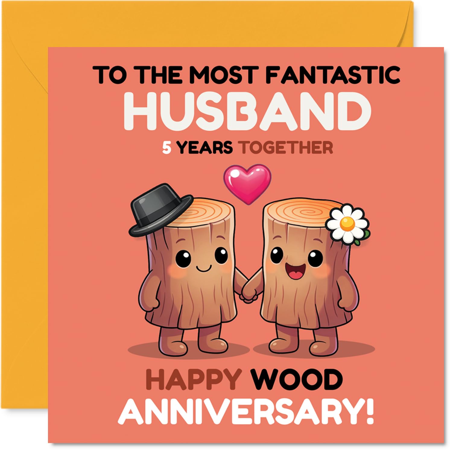 Cute 5th Anniversary Card for Husband, Celebrating Five Years of Love