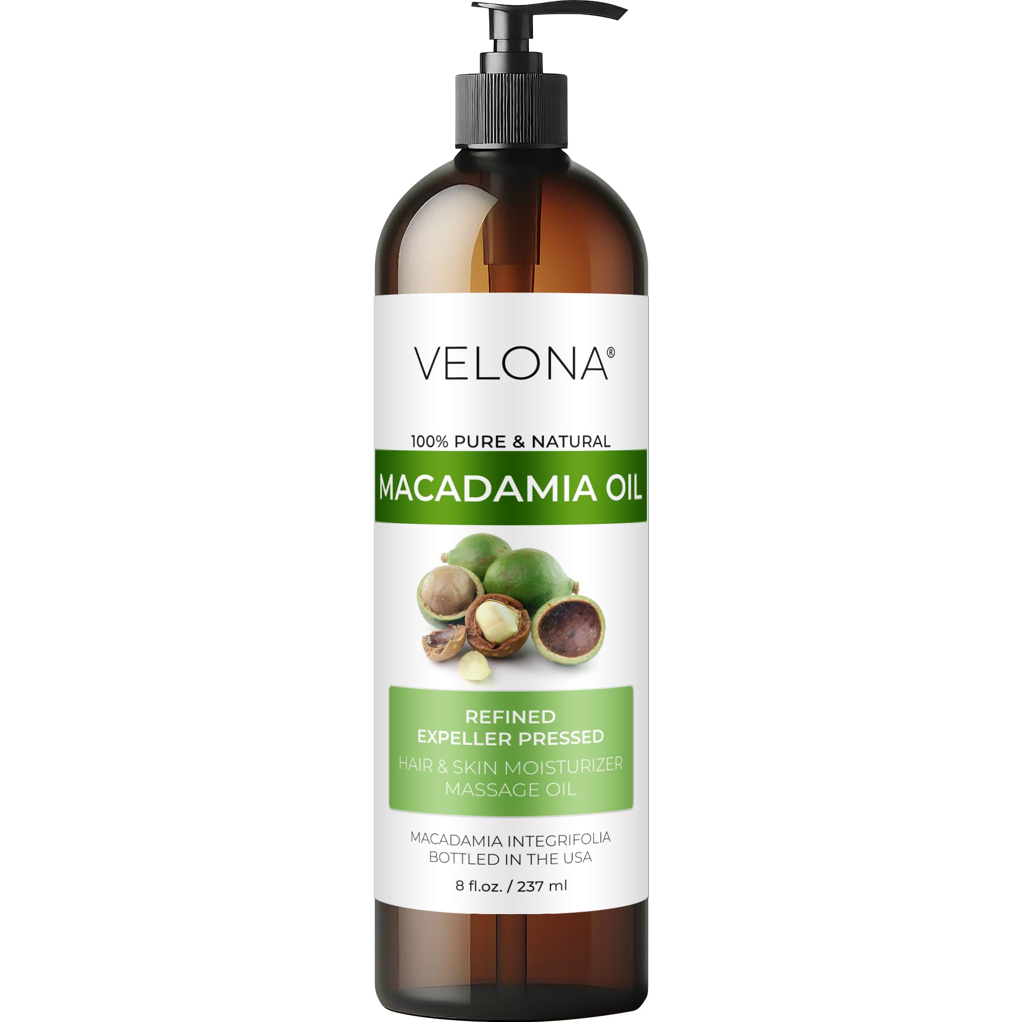 velona Macadamia Nut Oil 8 Fl Oz | 100% Pure and Natural Carrier Oil | Refined | Cooking, Skin, Hair, Body & Face Moisturizing | Use Today - Enjoy Results