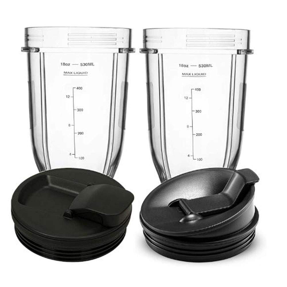 Tasses pour mixeur 18 oz avec couvercles compatibles Juicer 900W 1000W x2