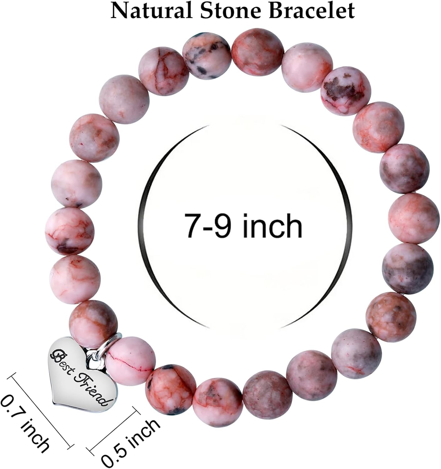 iWenSheng Birthday Gifts for Friends Female - Friendship Gift for Women, Natural Stone BFF Bracelet for Best Friend Bestie - Image 2