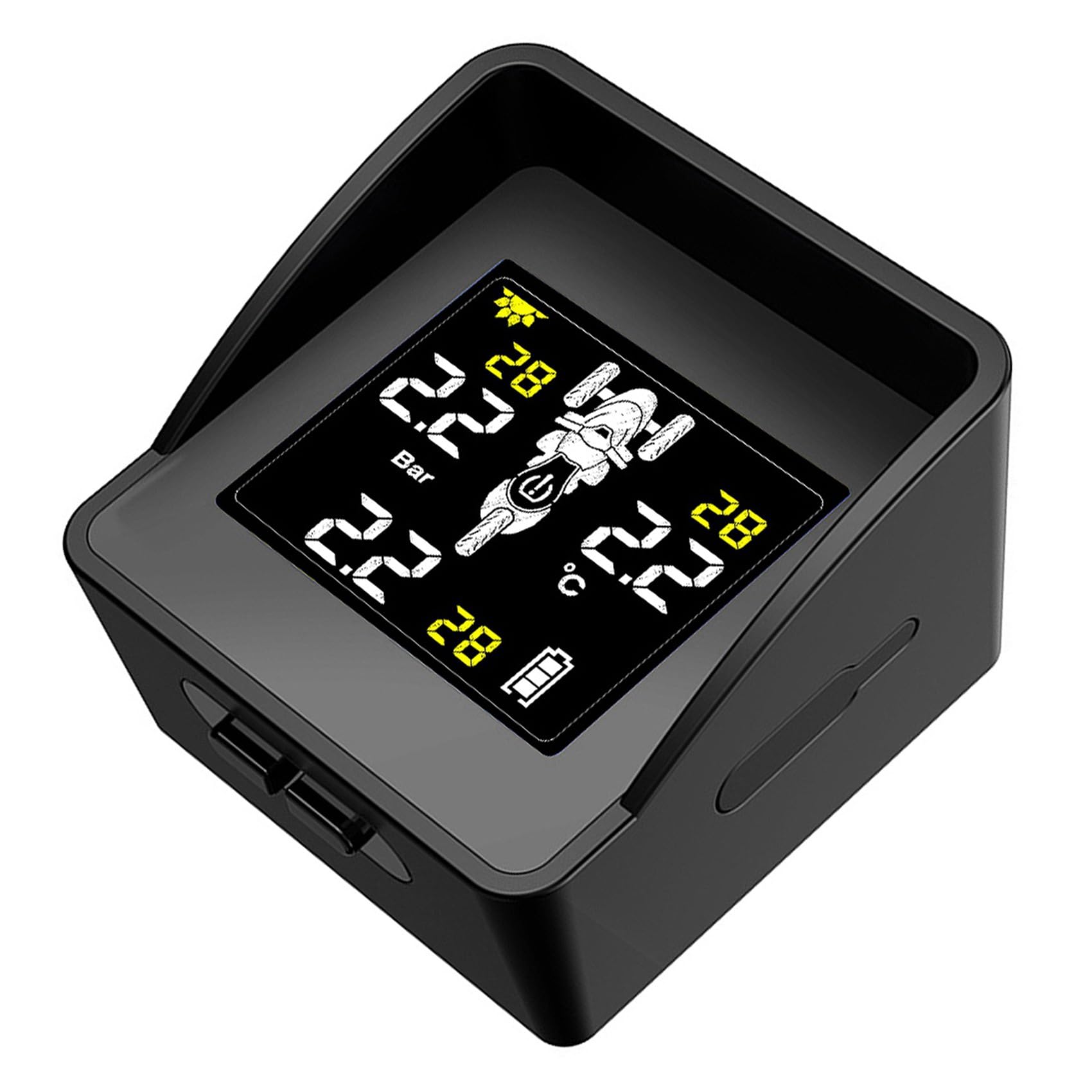 2 x solarny bezprzewodowy system monitorowania ciśnienia w oponach motocyklowych, TPMS, wyświetlacz LCD, 3 czujniki zewnętrzne