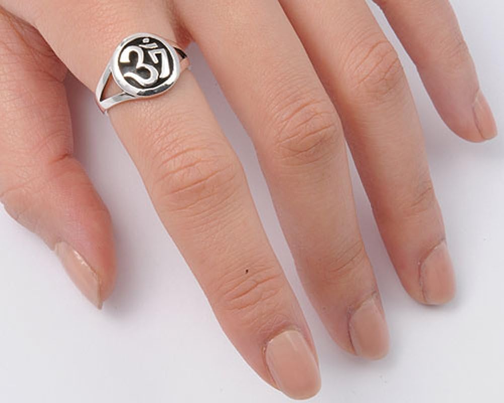 Women's Om Sign Symbol Polished Ring New .925 Sterling Silver Band Sizes 5-10