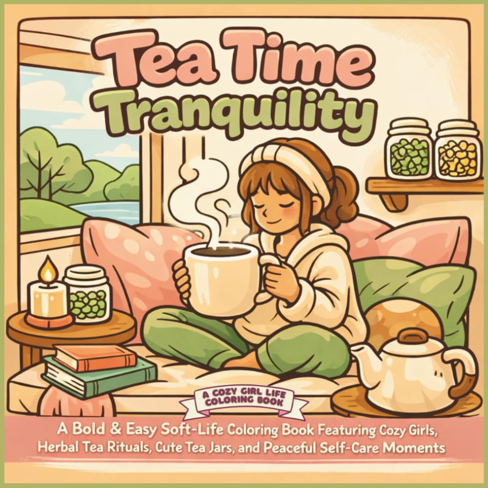 Tea Time Tranquility: A Bold & Easy Soft-Life Coloring Book Featuring Cozy Girls, Herbal Tea Rituals, Cute Tea Jars, and Peaceful Self-Care Moments (Cozy Girl Life)