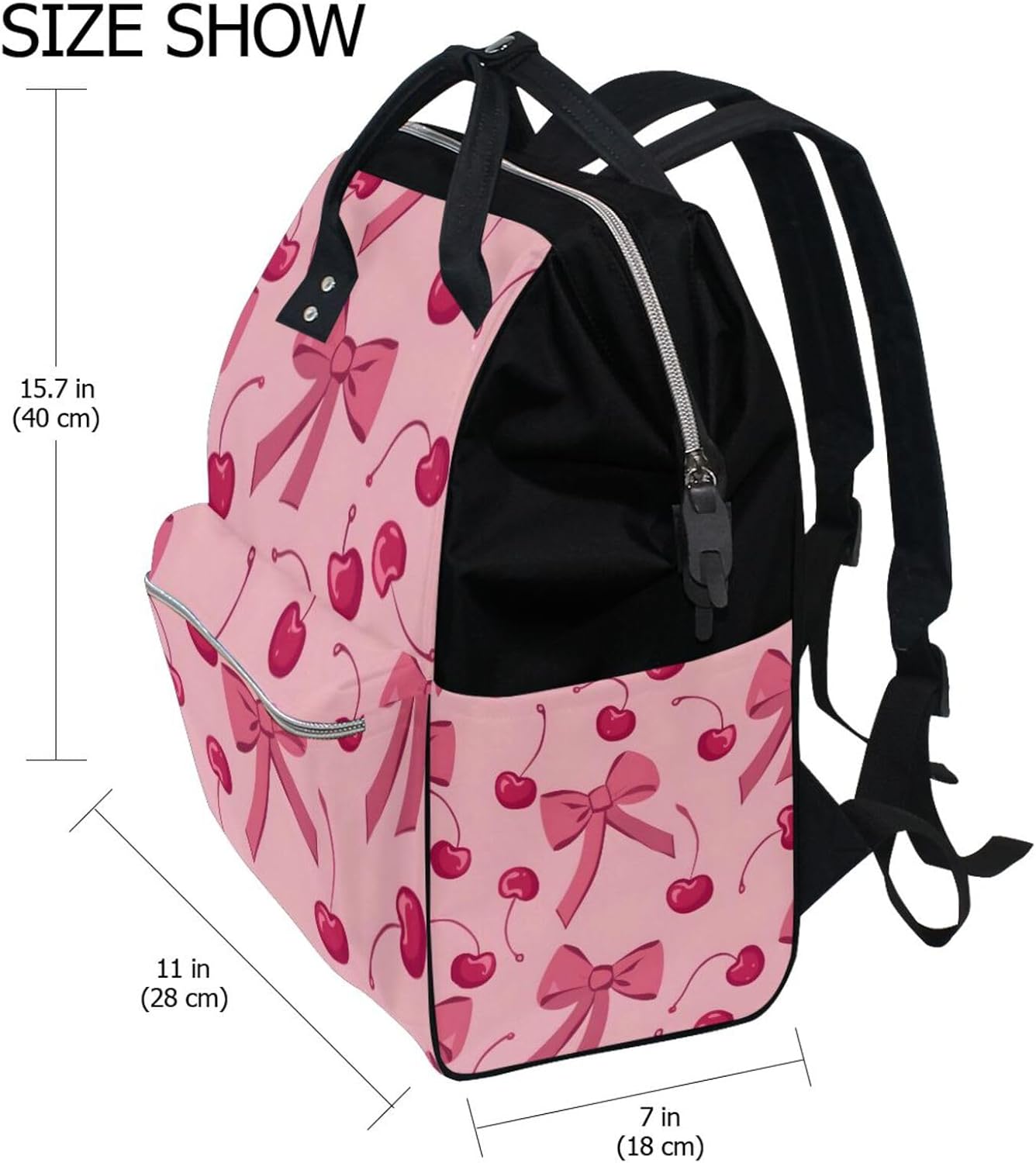 ALAZA Pink Cherry Bow Laptop Backpack Anti Theft Purse Backpack for Women Men,15.6 inch Doctor Bag College Backpacks Travel Casual Daypack