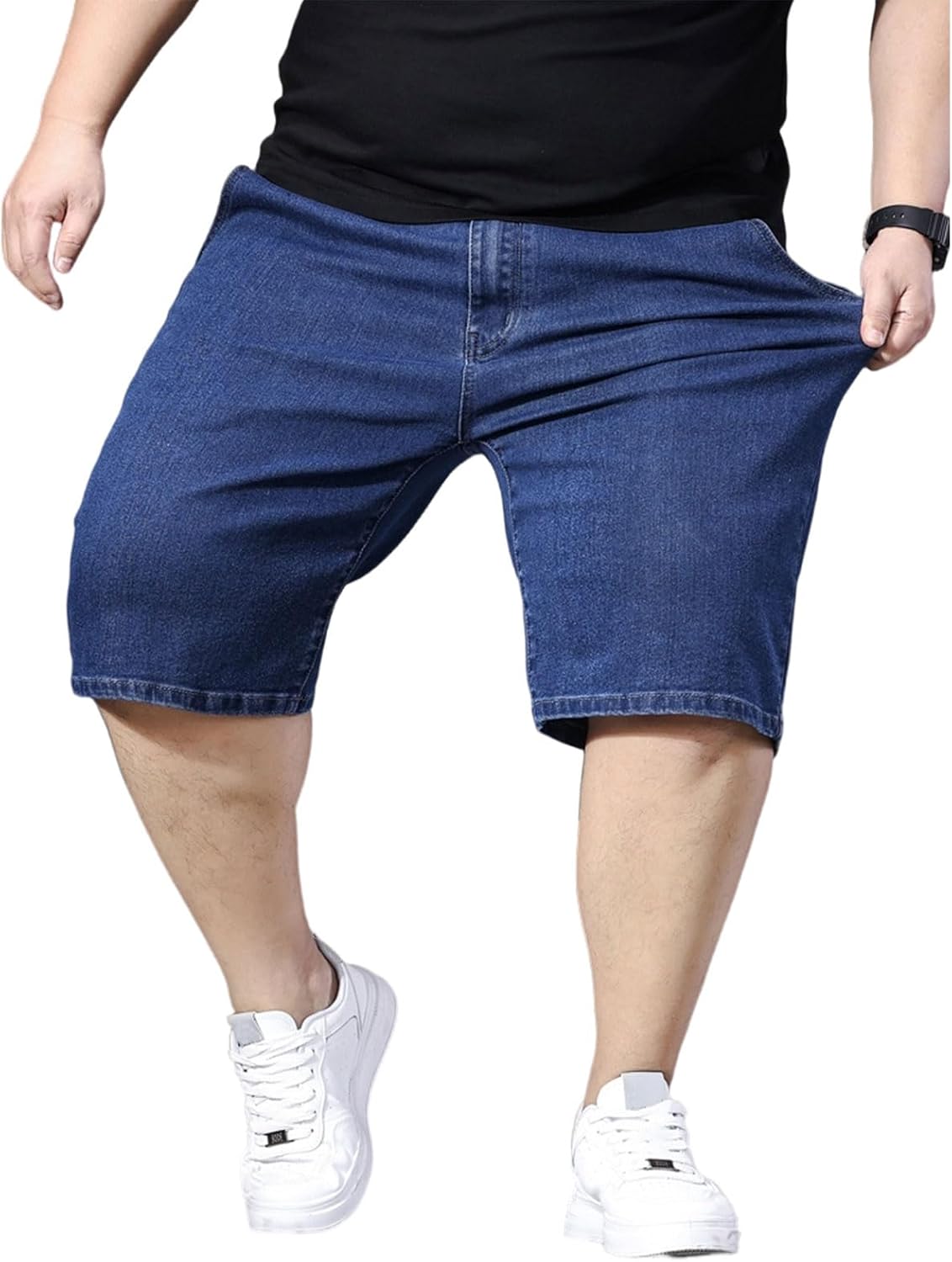 Plus Size Baggy Jorts for Men Elastic Waisted Summer Denim Shorts Big and Tall Straight Loose Jean Shorts 2XL-6XL