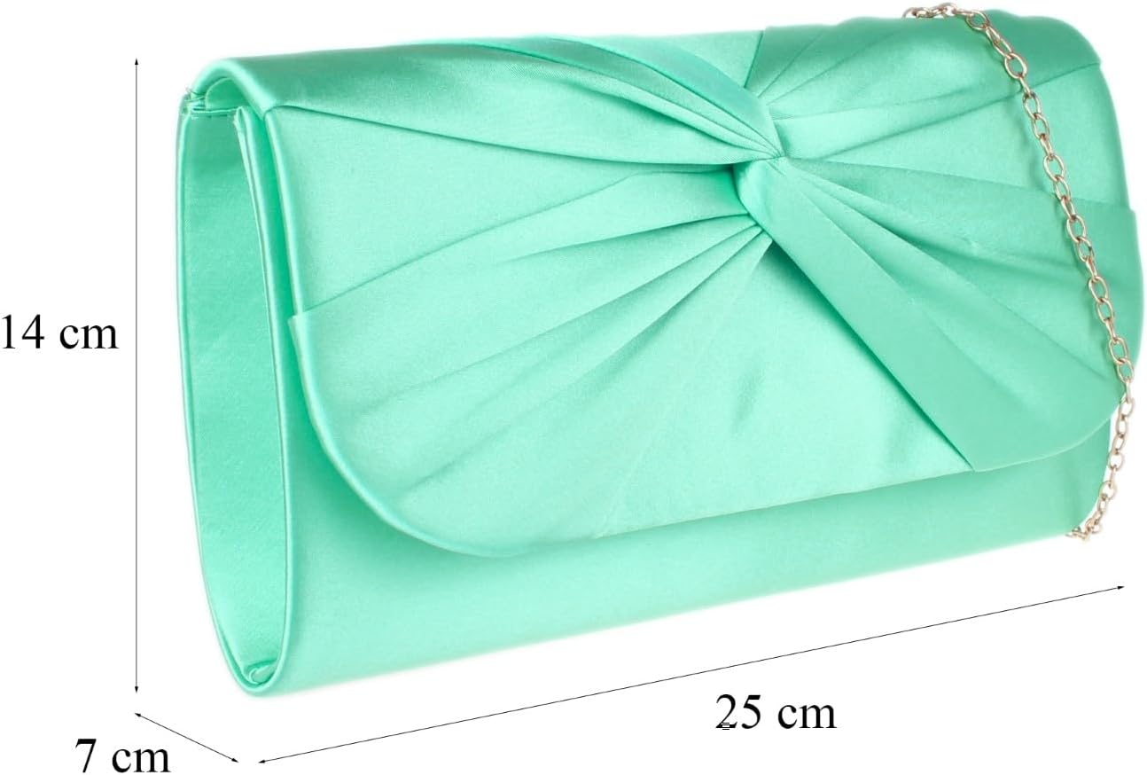 Girly HandBags Womens Twist Satin Plain Clutch Bag