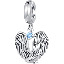 Wings of Angels Love Protection Cubic Zirconia Birthstones Dangle Charm Compatible with Pandora Charms Bracelets