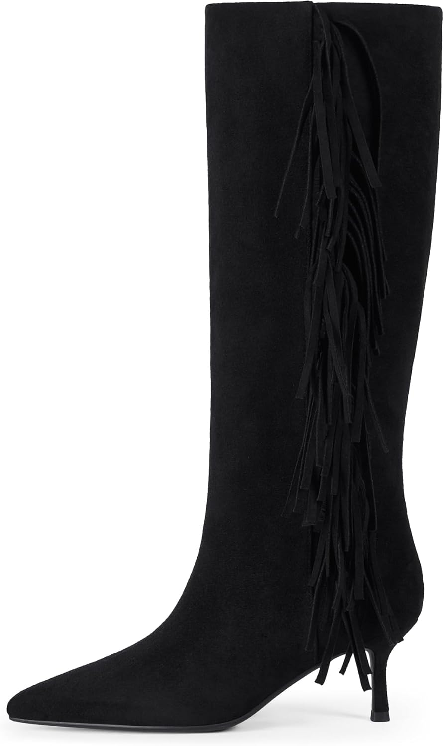 Modatope Knee High Boots Women Kitten Heels Tall Boots Pointed Toe Long Boot for Women - Image 4