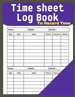 Timesheet Log Book To Record Time: Multiple Employee Time Log,Daily Time Sheet Log Book,Work Hours Logbook, Multiple Employee Time Log, Time Record ... Work Hours,Monthly Employee Work Hours Record
