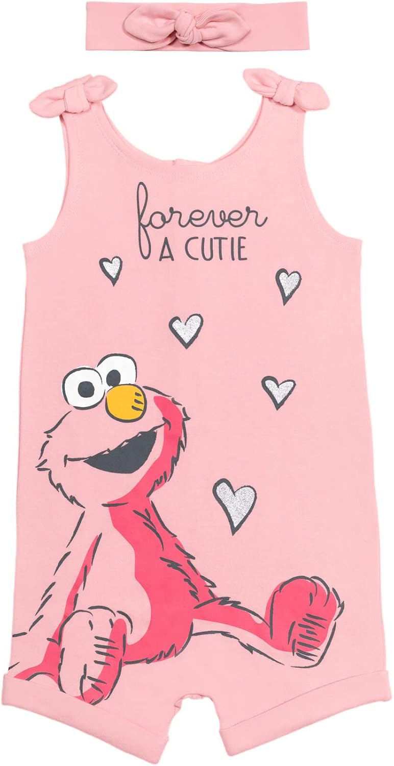Sesame Street Romper and Headband Outfit Set Newborn to Toddler Sizes (0-3 Months - 5T)