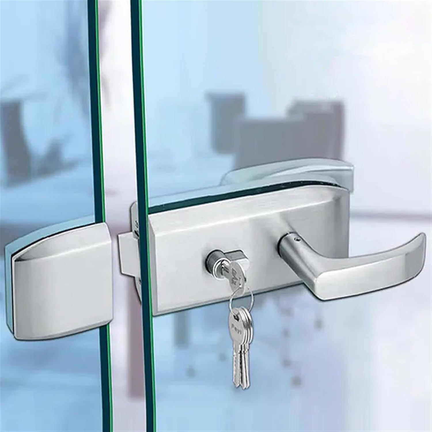 BAWHO 10-15mm Glass Door Lock Stainless Steel Sliding Handle Door Lock for Glass Office Bathroom Bedroom Balcony Home Security 1Pcs