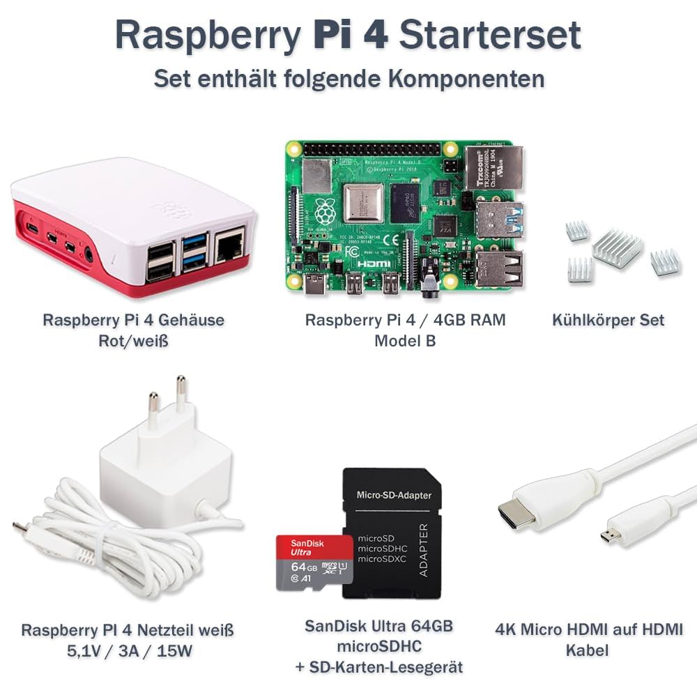 Raspberry Pi 4 Model B 4GB Desktop-Starter-Kit (32 GB) weiß