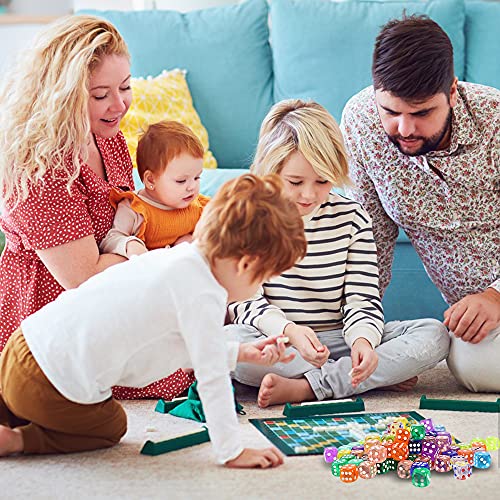 [50 Pieces] 6 Sided Dice Set 5 Colors 14Mm Transparent Acrylic Dice With Free A Velvet Pouch For Dnd, Mtg, Rpg, Tenzi, Yahtze, Bunco, Table Borad Games, Math Teaching #TOP5