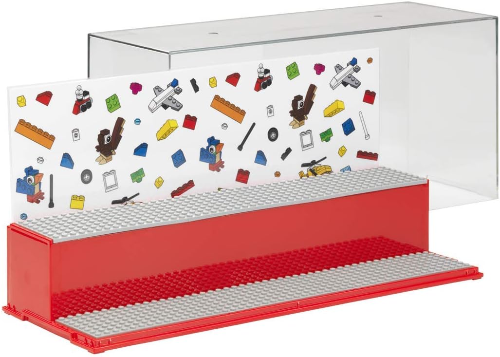 Room Copenhagen Lego Play and Display Case, 2-Tier Toy Storage Container Lego, Iconic Red